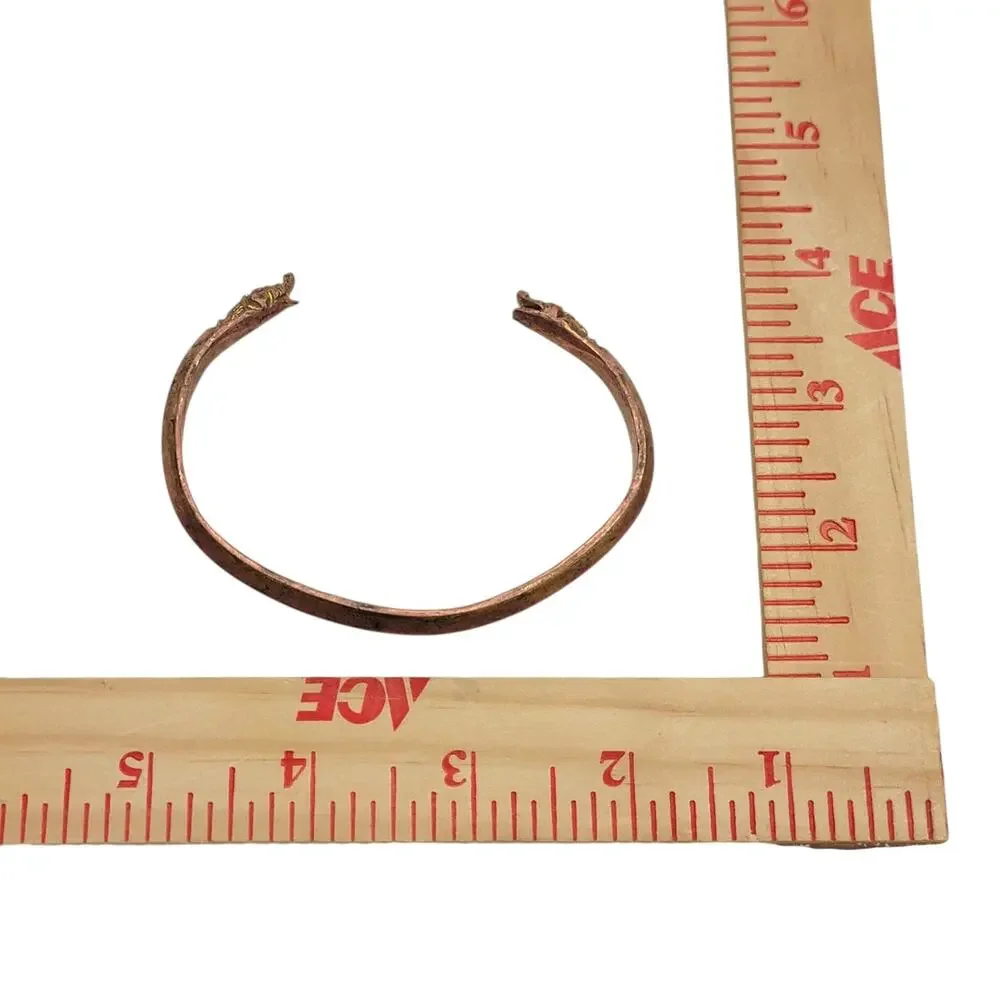 Vintage Copper Dragon Cuff Bracelet Tribal Makara Beast Torc Bangle Viking 30g